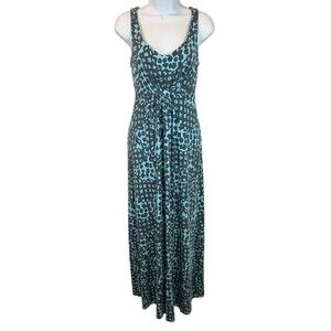Boden Maxi Dress  Size 4r  Blue & Gray Floral Casual Summer Empire Waist Knit